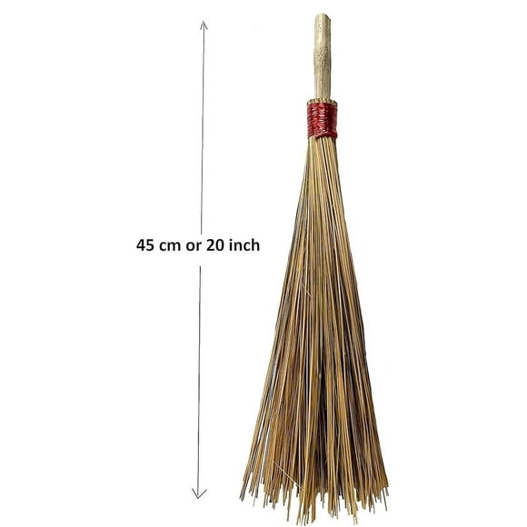 Das Departmental Store - Bambou Fort, Balai en Herbe pour Nettoyer et Balayer le Sol pour Usage Intérieur et Extérieur - Manche en Bois Lot de 2, Écologique et Biodégradable, Sol Dur, Compact