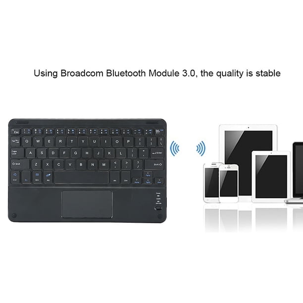 Teclado Ultra Slim, Teclado Multifuncional Ligero y Duradero, Con Touchpad Negro para / iOS / Meraje en casa