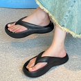 thumbnail image 2 of Slippers for Women,Summer Thick Sole Flip Flops Sandals For Outdoor Vacation Beach Travel Comfortable Toe Post On Slippers,Womens Slippers,Black,8, 2 of 7