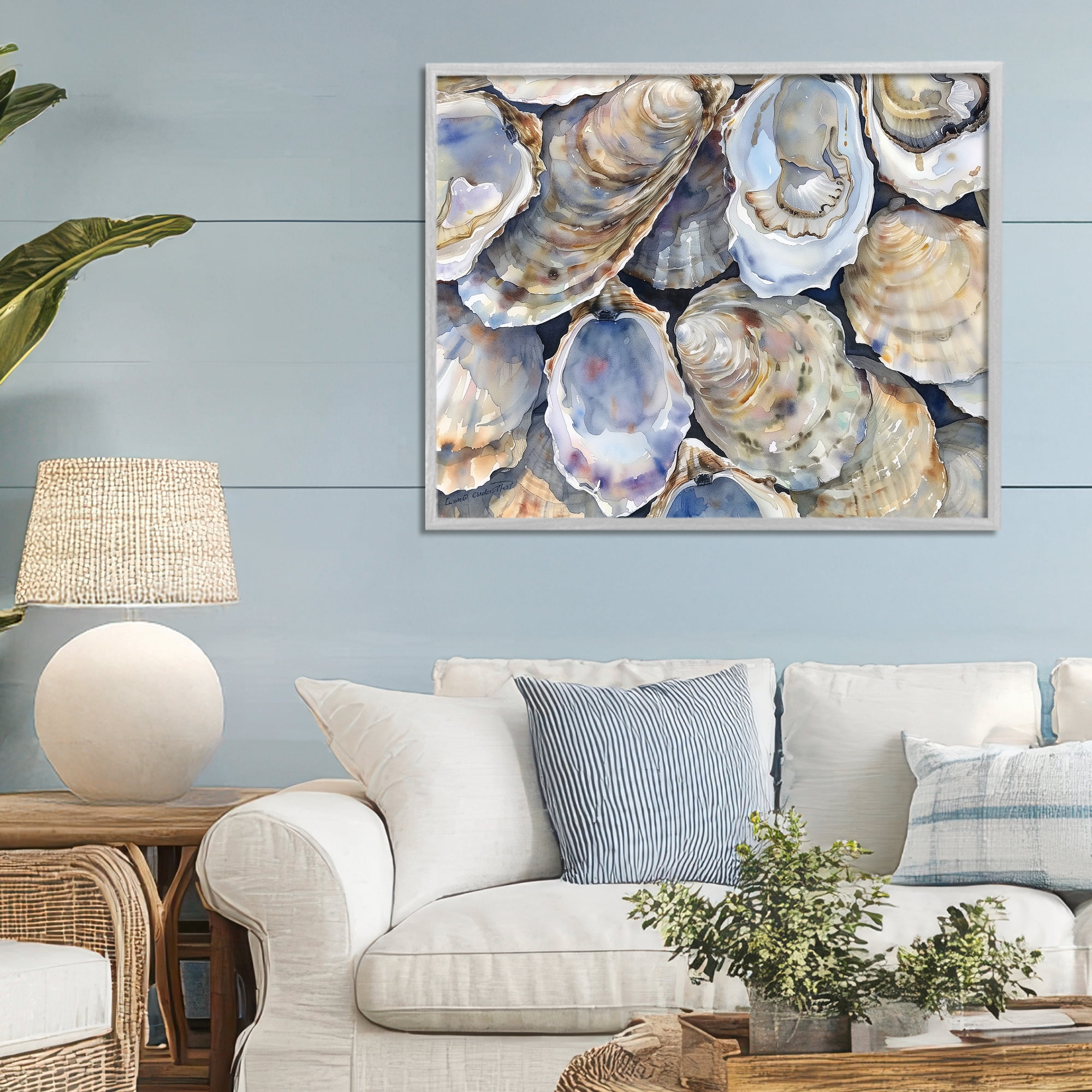 Stupell Industries Oyster Shellabration Pile Gray Framed Giclee Art, design by Heidi Kuntz