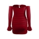 thumbnail image 4 of mfyjkho Vestidos para mujer, Vestido de verano para mujer con cordones, hombros descubiertos, manga larga y corte a la cadera Vestidos maxi para mujer l, 4 of 9