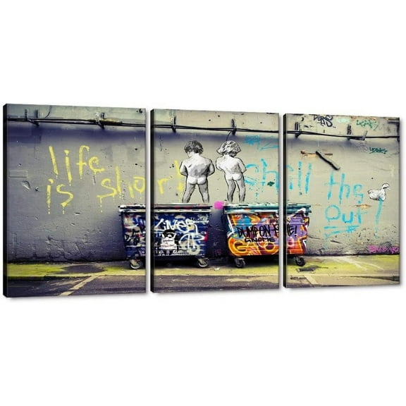 Hieng Large Banksy Canvas Wall Art Graffiti Dream Theme Painting Modern Inspirational Office Wall Decor （Only canvas）