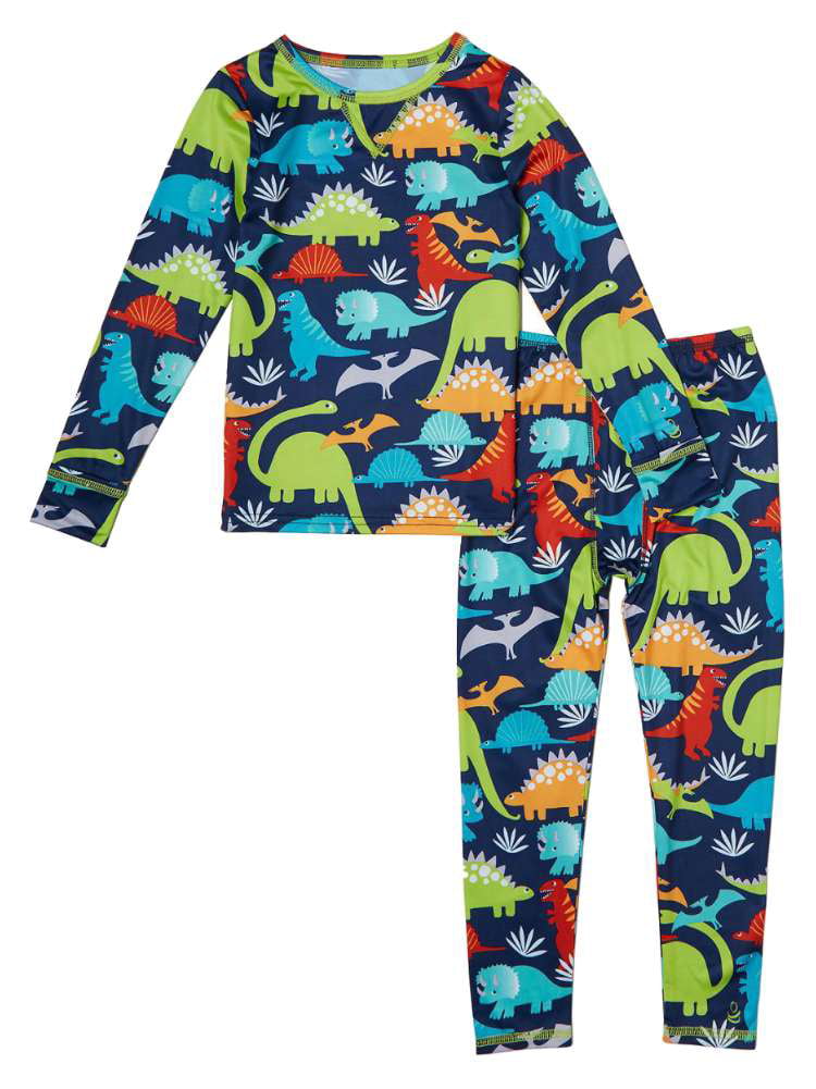 Cuddl Duds Toddler Boys Dinosaur Thermal Underwear Base Layer Set 2T-3T ...