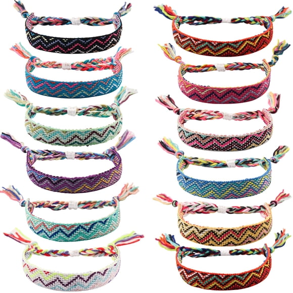 Pulseras de amistad tejidas Carede para mujer, paquete de 12