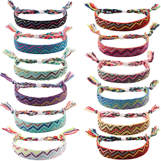 Pulseras de amistad tejidas Carede para mujer, paquete de 12