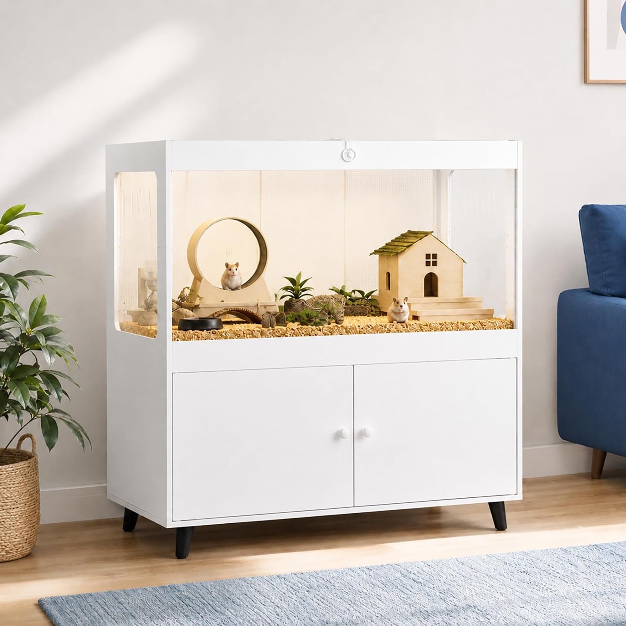 Shininglove Hamster Cage with Storage, 39 x 20 x 43 in Acrylic Guinea Pig Cage, Hedgehog Cage