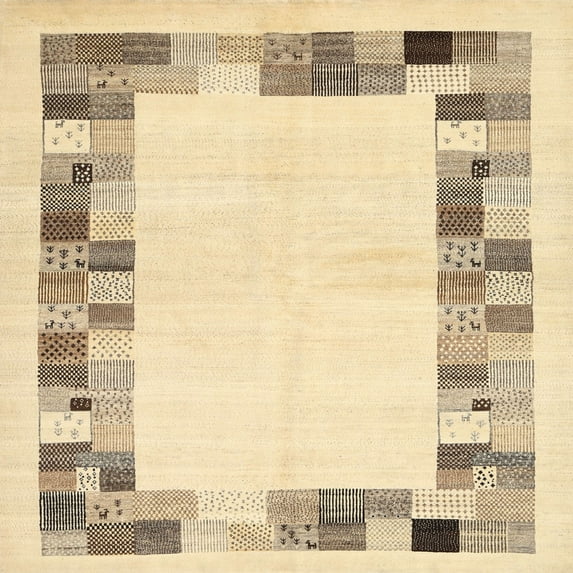 Ahgly Company Indoor Square Contemporary Sun Yellow Solid Area Rugs, 7' Square