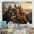 thumbnail image 2 of Designart "Glow Warm Castles Golden art painting" Architecture Metal Art Living Room, 2 of 5