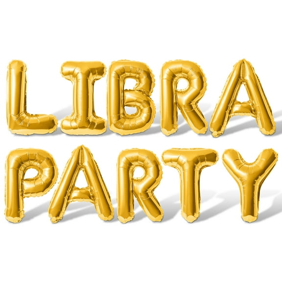 Letter Balloons - LIBRA PARTY 16" Inch Alphabet Letters Foil Mylar Balloon Libra Birthday Party Banner (Gold)