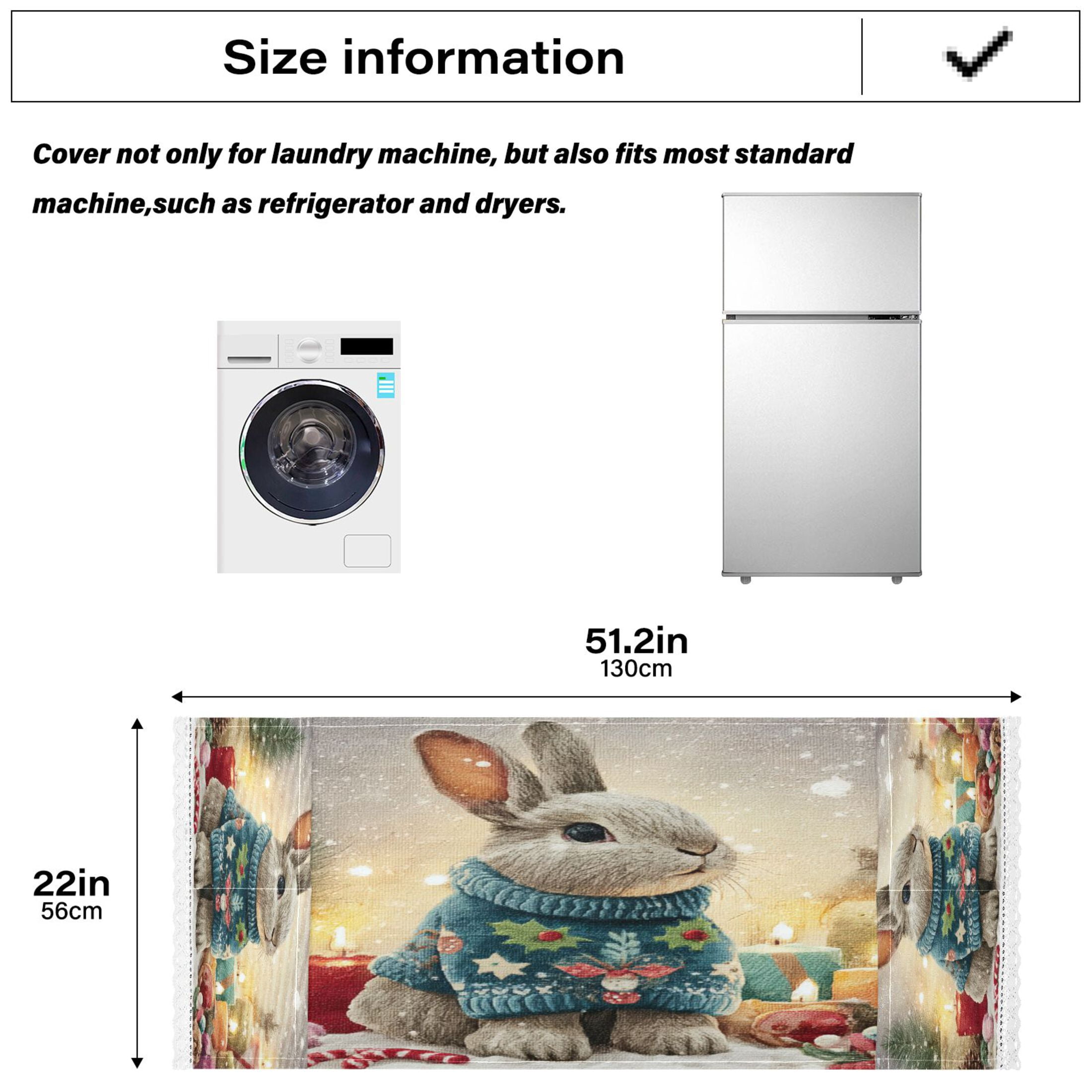 Wobogo Sweater Rabbit Washing Machine Cover Dustproof Washer Dryer Cover Waterproof Laundry Room Decorative Protector