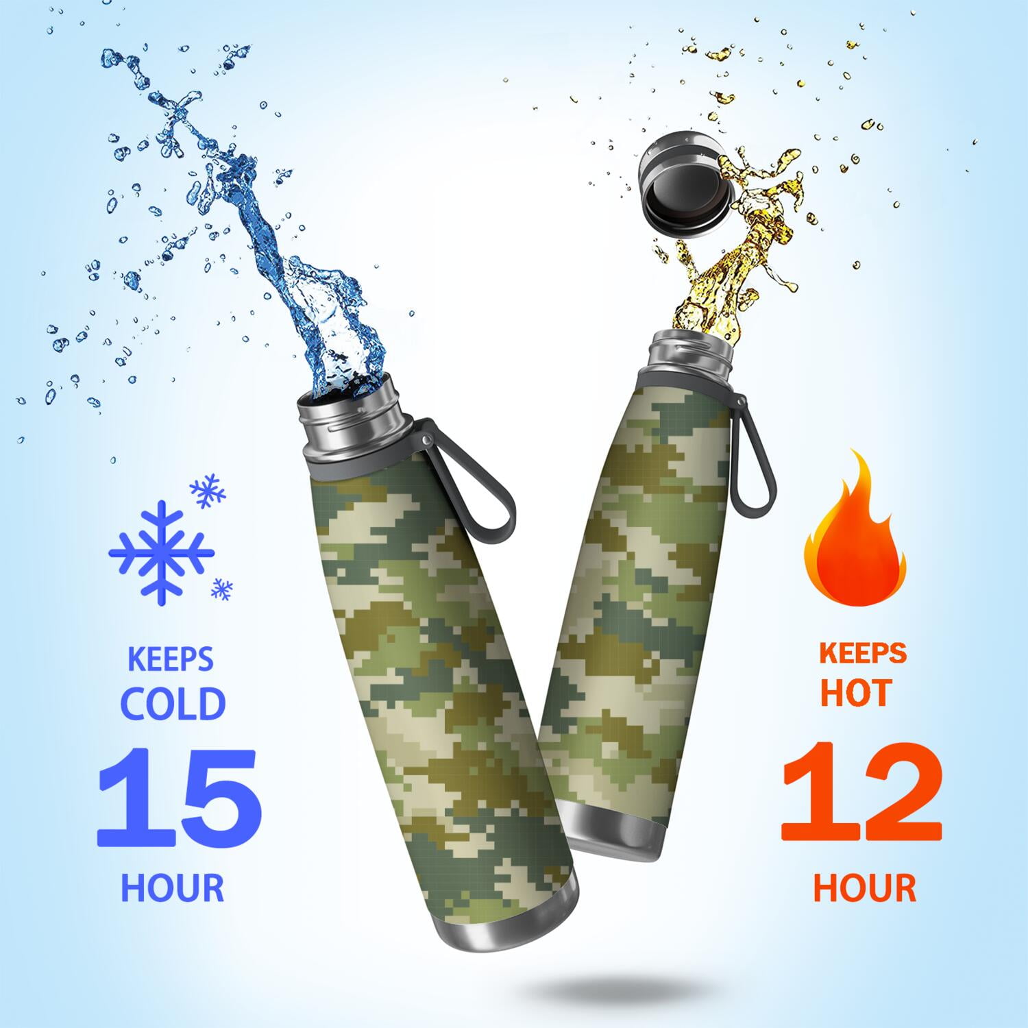 29oz Insulated Water Bottle with Tea Infuser, Stainless Steel Travel Mug, Camouflage Print
