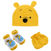 Disney Newborn Baby Boys’ Take Me Home Layette Gift Set: 3D Ear Hat, Socks and Mitten: Mickey Mouse, Winnie The Pooh