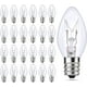 thumbnail image 3 of SkrLights Paquete de 25 bombillas transparentes C7, bombillas navideñas C7, bombillas de repuesto para luces de cadena para exteriores, base de candelabro C7/E12, 5 vatios, transparente, 3 of 4