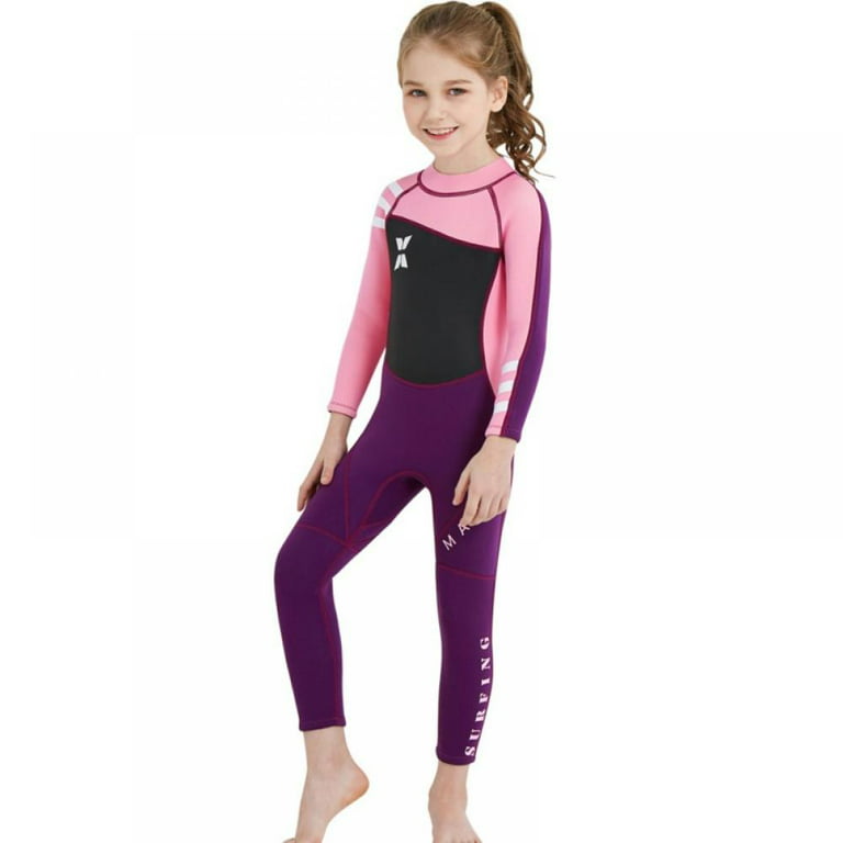 Topwoner Kids Wetsuit for Boys Girls 2.5mm One Piece Full Body Neoprene Long Sleeve Swimsuit, UV Protection Keep Warm for Scuba Diving Snorkeling