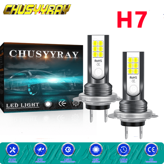 2x H7 Headlight High/Low Beam Fog Light DRL  Bulbs 6000K Xenon White