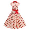 thumbnail image 1 of Offre à Durée Limitée Iumwxz Robe à Col à Revers à Manches Courtes pour Femmes Fermeture Éclair Boutons Robe Rétro à Volants avec Ceinture Robes à Pois Robes pour Femmes Robe Habillée pour Porter par-Dessus, 1 of 9