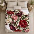 thumbnail image 5 of Vibrant Peony Pumpkin Autumn Botanical Floral, Festive autumn celebration Scene, Warm Flannel Blanket for Living Room and Family Room, Art Lovers autumn celebration Gift, Festive Home Decor, 5 of 9