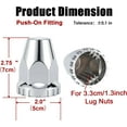 thumbnail image 3 of 33mm x 2 7/8" Lug Nut Covers Push-On Standard, ABS Chrome Plastic Lug Nut Cover for Semi Trucks Trailers, 20 Pack, 3 of 7