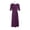 DARK PURPLE, variant on London Times Crew Neck Short Sleeve Keyhole Front Tie Waist Solid ITY Dress-SCOOTER / 6