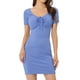thumbnail image 1 of Mini Vestido Informal de Punto Ajustado con Escote para Mujer Vestido Ceñido Elegante Azul claro S, 1 of 5