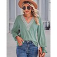 thumbnail image 3 of Yesfashion Women's Lace V Neck Blouse Shirts Long Sleeve Casual Loose Tops, 3 of 5