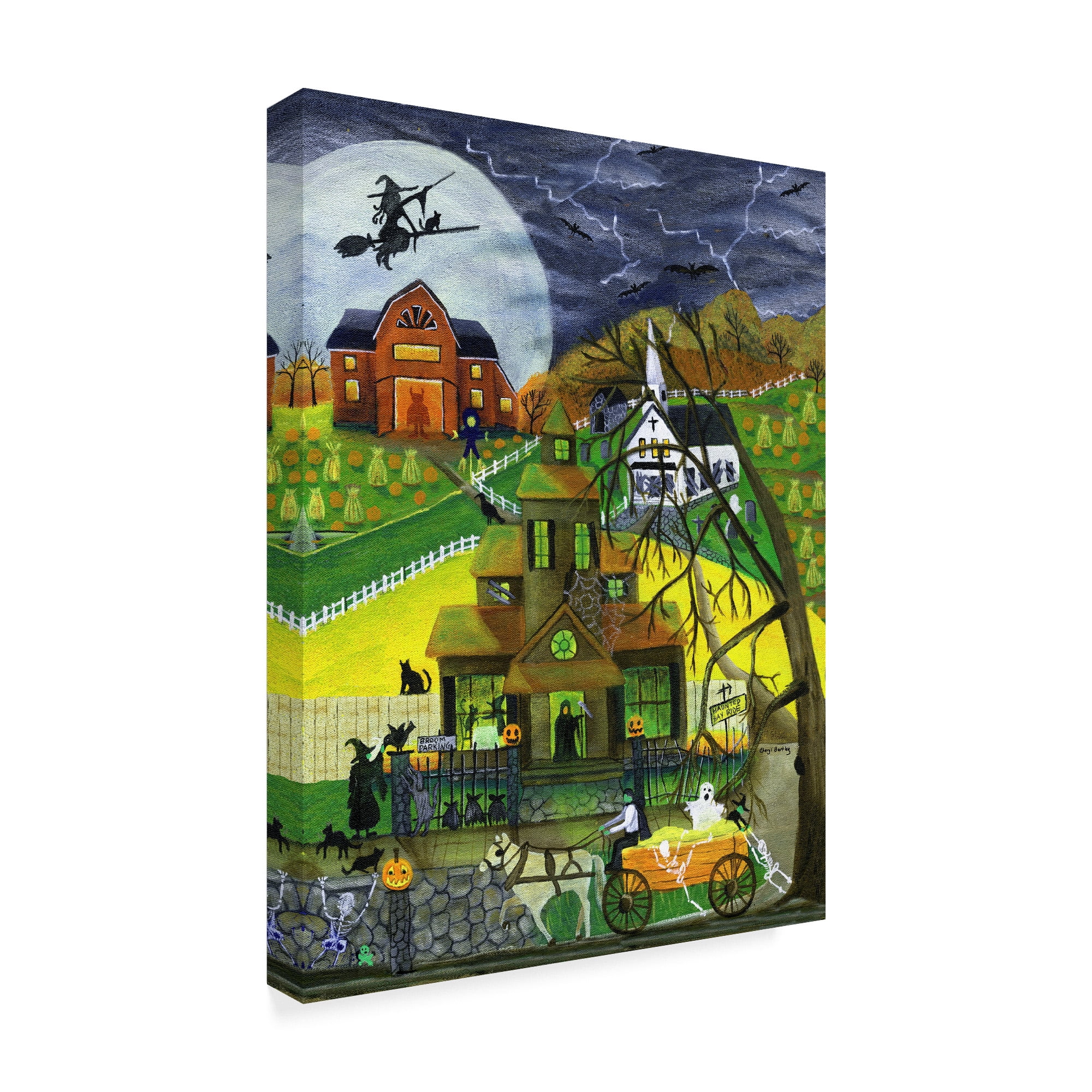 Trademark Fine Art 'Haunted Hay Ride By Witch House' Canvas Art by Cheryl Bartley