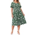 thumbnail image 2 of WellSize Plus Size Dresses for Women Summer Crew Neck Short Sleeve Sundresses Casual Beach Midi Dresses with pockets, 2 of 7