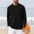 thumbnail image 2 of Timoontee Men's Fleece Lined Tops Spring Fall Warm Shirts Loungewear Shirt Casual Long Sleeve Stand Collar Shirts Solid Quarter Zip Pullover Black XL, 2 of 7