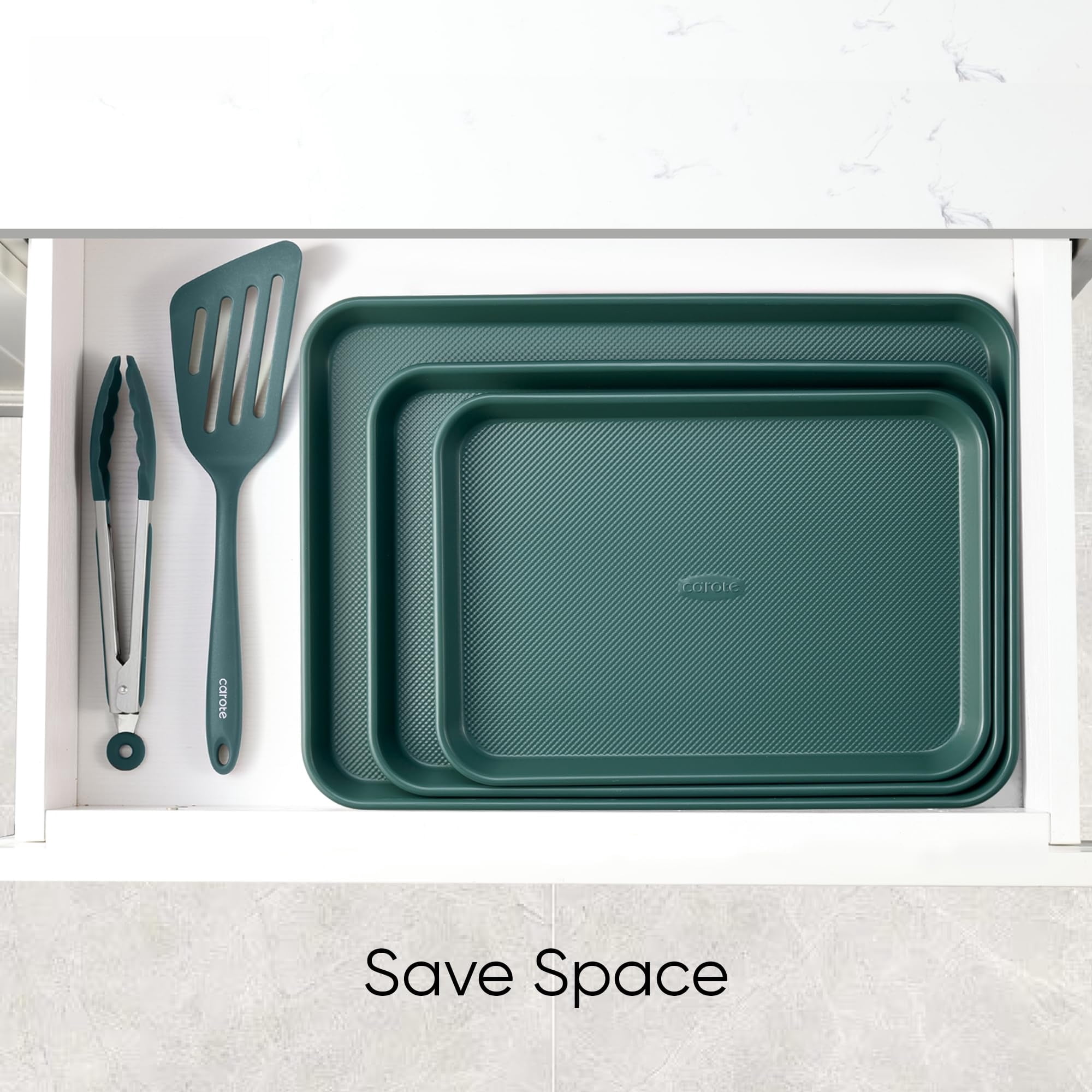 3-Piece Baking Pan Set - Bakeware Set, Baking Sheet Set Including 13 Inch 15 Inch 17 Inch Sheet Pan, Cookie Sheet for Baking, Deep Olive Green