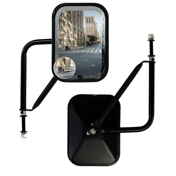 8.2" Wide View Easy Heavy Duty Rectangular Door Hinge Mirror Jeep Side Mirror Door Closing Jeep JK JL CJ YJ Mirrors &; Unlimited ( 1Pair )