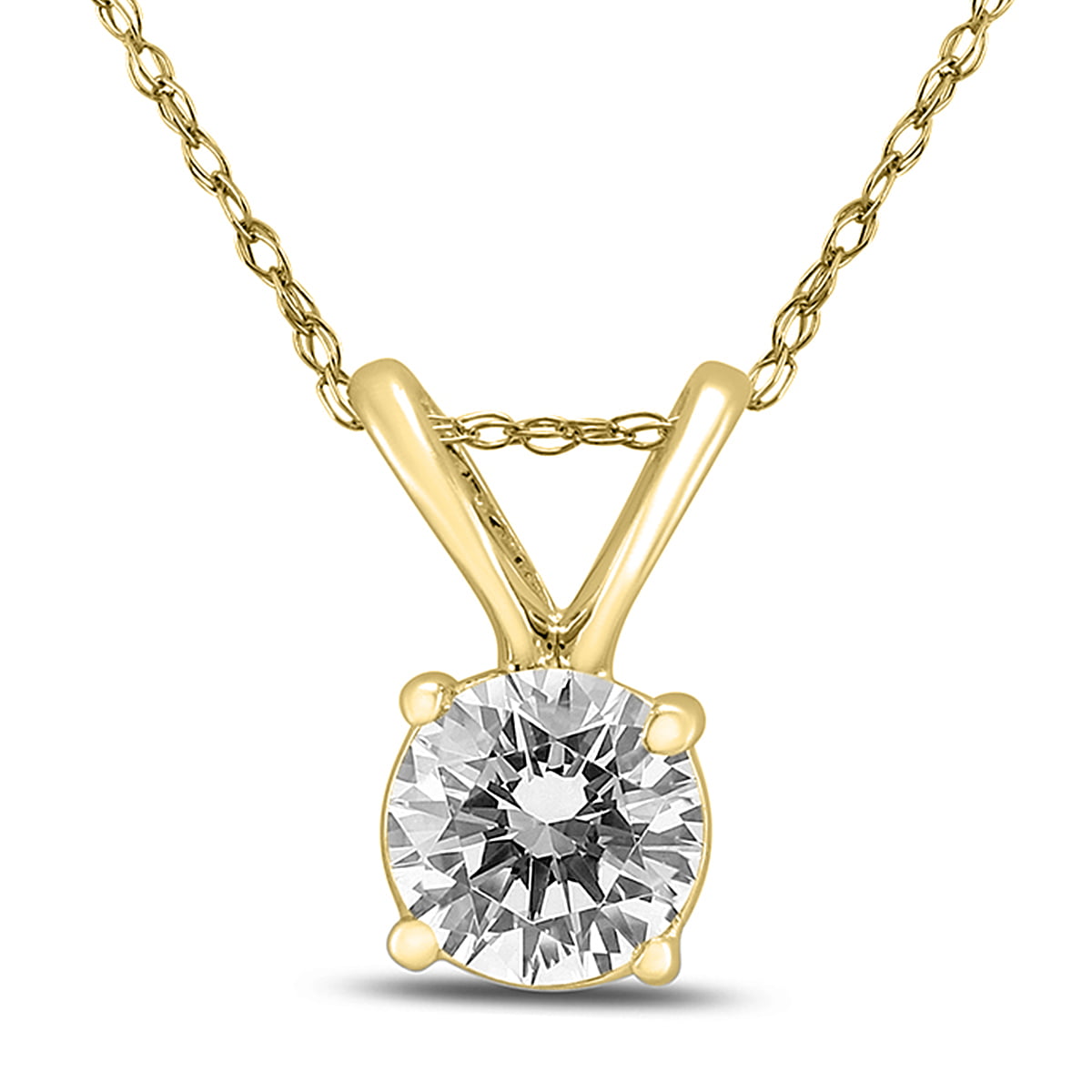 1/4 Carat Round Diamond Solitaire Pendant in 14K Yellow Gold (J-K-L Color,  I2-I3 Clarity)