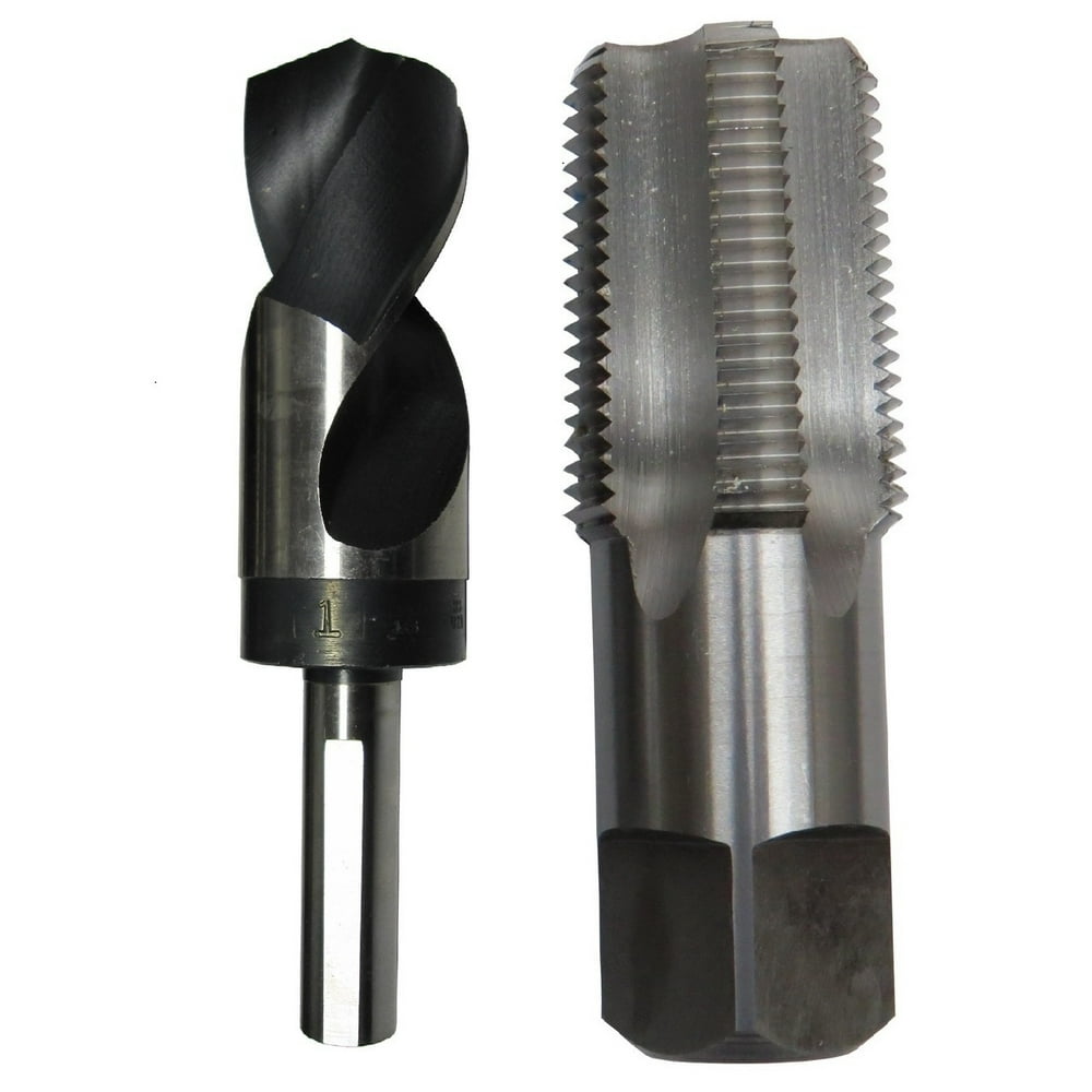 1" Carbon Steel NPT Tap and 15/32" High Speed Steel Drill Bit