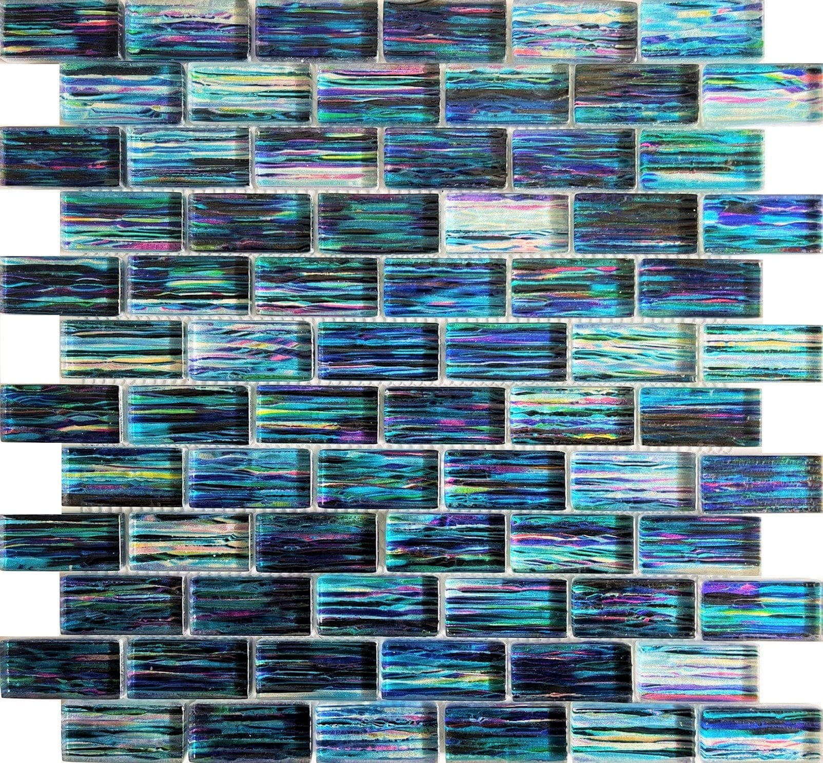 Sapphire Ocean 1X2 Glass Tile Wall Tile and Deco 12in x 12in