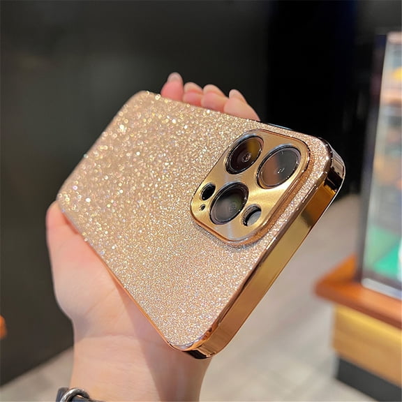 Luxury Plating Bling Glitter Rhinestones Gem Diamond Phone Case For iPhone 17 16 15 Pro Max Camera Protection Cover