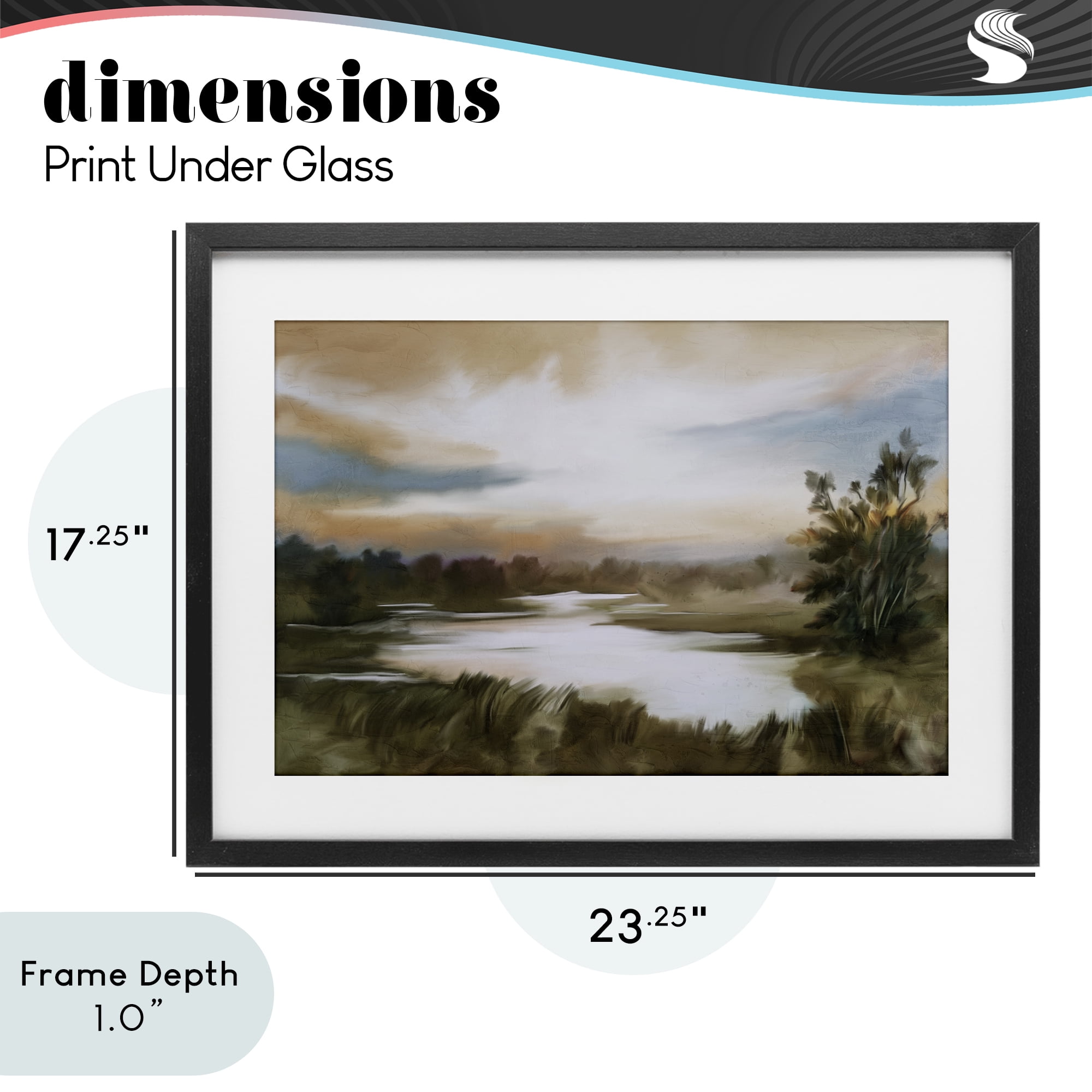 Stupell Industries Sunset Pond Countryside Black Framed Print Under Glass, design by Kim Allen
