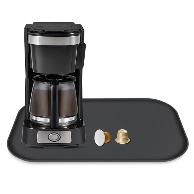 Alfombrilla de silicona TOHONFOO para cafetera, 44,2 x 26,9 cm, color negro
