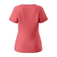 thumbnail image 6 of TEAJOPSUU Womens Scrubs Set Criss Cross V-Neck Short Sleeve Top4-Pocket Straight Leg Jogger Pants Side Split Scrubs Medical Uniform B-Watermelon Red, 6 of 8