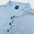 thumbnail image 6 of Men's Casual Button Up Shirt Polyester Blend | Short Sleeve Stand Collar With Breathable Fabric Beach Shirt | Sun Protection Vacation Tops Comfortable Daily | Zenithor,Sky Blue L, 6 of 9