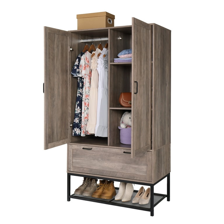 Wood wardrobe cheap closet walmart
