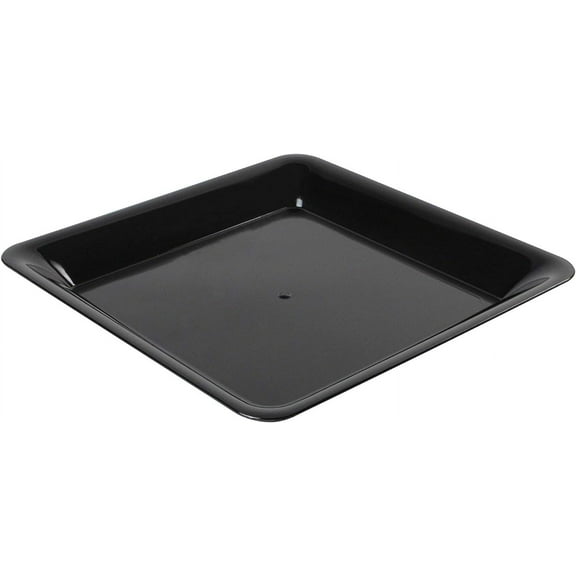 Fineline Square 16" Square Plastic Serving Tray, Black, Platter Pleasers, SQ4212.BK | Pack of 25