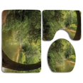 thumbnail image 1 of ABPHQTO Naturaleza Bosque Encantado Vista Árboles Crecimiento Eco Groenlandia Verano Sereno Paisaje Juego de alfombras de baño de 3 piezas Alfombra de baño Alfombra de contorno y tapa de inodoro, 1 of 2