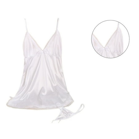 Zonghan New Women Sexy Satin Lingerie Nightwear Sleepwear Dress Lace Babydoll Dress