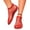 Red, variant on Qingpeng Womens Rhinestone Embellished Mesh Flat Sandals Open Toe High Ankle Design Breathable Slip On Summer Shoes