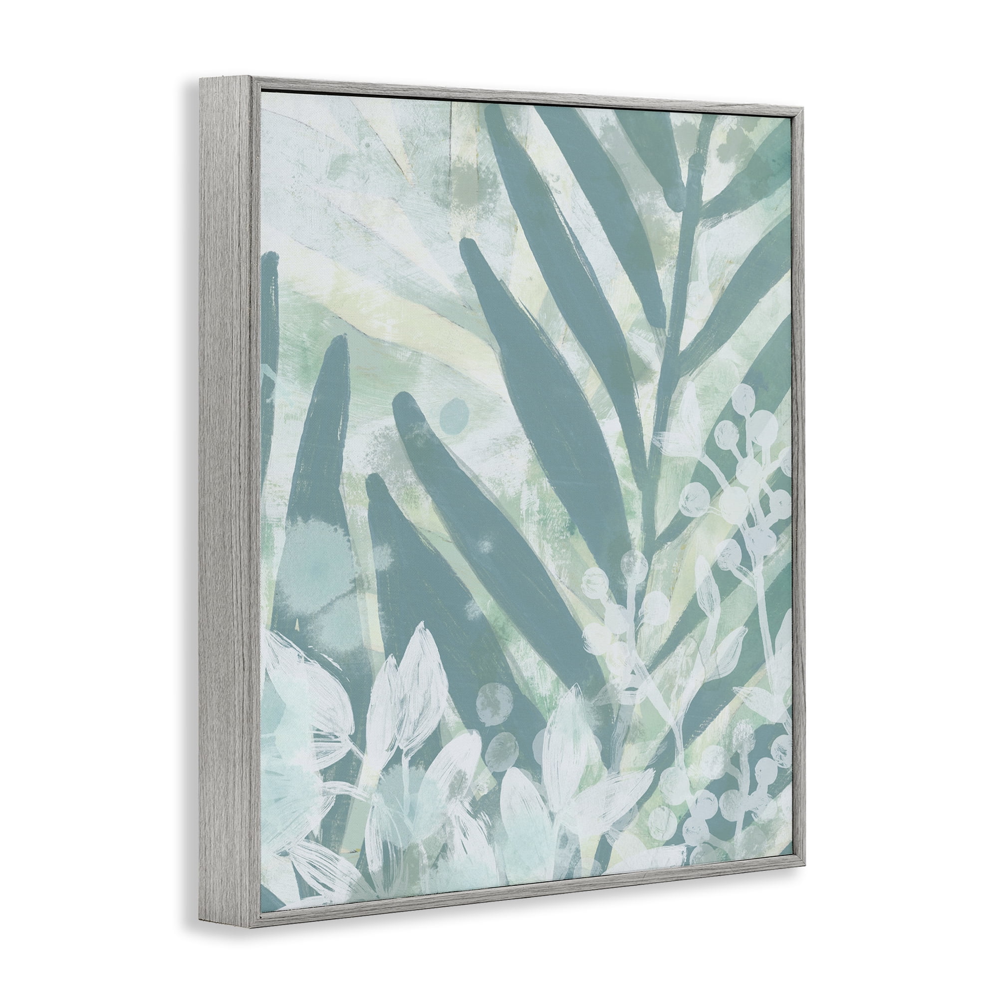 Stupell Industries Modern Splatter Palms Botanical & Floral Painting Gray Framed Art Print Wall Art, 11 x 14