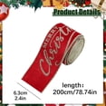 thumbnail image 3 of Christmas Velvet Ribbon, 6.3cm Wide 2M Merry Christmas Glitter Print, Red Wrapping Decor, 1 Roll, 3 of 5