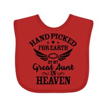 Inktastic Handpicked for Earth by My Great Aunt in Heaven Boys or Girls Baby Bib