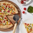 thumbnail image 4 of Tabletops Gallery 2-Piece Acacia Wood Pizza Board Serving Set with Pizza Wheel Cutter, 4 of 10