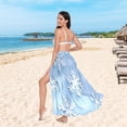 thumbnail image 6 of FORMRS Womens Long Sarong Beach Wrap Semi-Sheer Bikini Skirt Bathing Swimsuit Cover Up, Blue Snowflake, 6 of 7