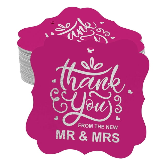 Inkdotpot Pack Of 50 Thank You From The New Wedding Paper Tags DIY Craft Bracket Shape Real Silver Foil Hang Tags