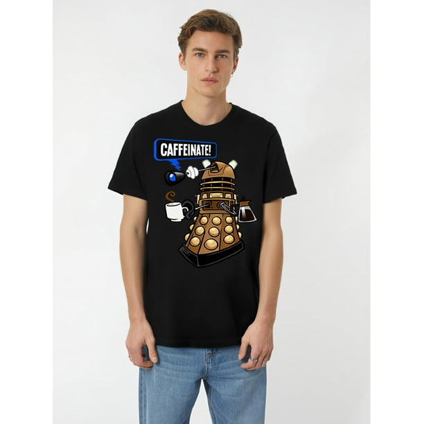 Dalek Doctor Who - Caffeinate 343643 funny Men’s Short Sleeve Graphic T-shirt Collection black SS Tee For Adult, Men, Women, Teen, Teenager, Adolescent, Youth